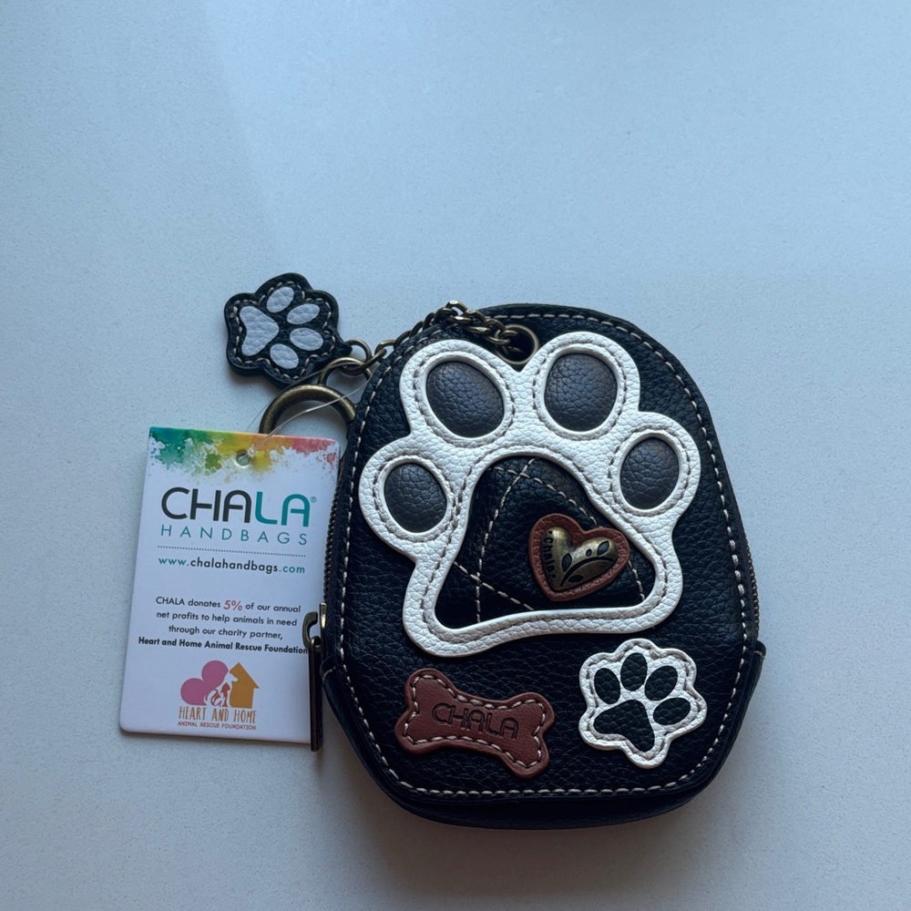 RFID Chala Black and White Dog Paw Coin Purse